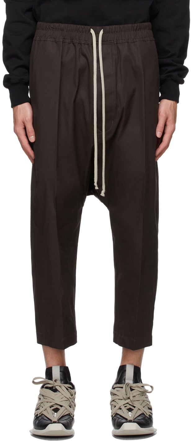 Rick Owens SSENSE Exclusive Grey Darkdust Cropped Drawstring Trousers - Rick Owens Ssense Ssense Pantalon de cordon recadré gris exclusif gris - Rick Owens Ssense 독점적 인 회색 검은 색을 자른 Drawstring 바지