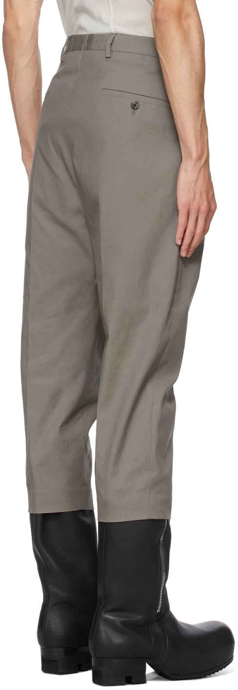 高価値 Rick Owens Taupe Cropped Astaire Trousers – BlackSkinny スーツ