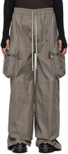 Rick Owens Taupe Drawstring Pannier Cargo Pants - Rick Owens Taupe Pannier Pannier Pantalon de cargaison - 릭 오웬스 Taupe Drawstring Pannier Cargo Pants.