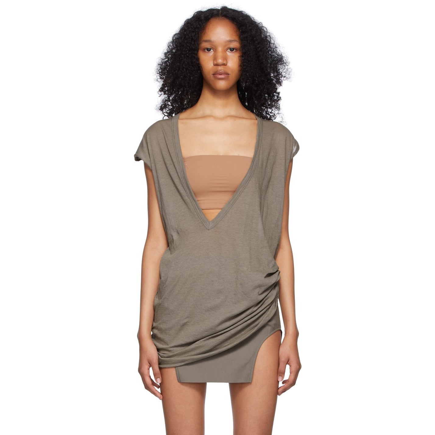 Rick Owens Taupe Dylan V-Neck Tank Top – BlackSkinny