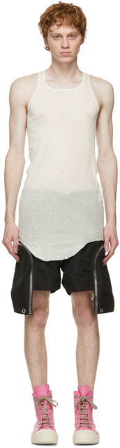 Rick Owens White Basic Rib Tank Top - Rick Owens Blanc Basic Card Débardeur - Rick Owens 화이트 기본 리브 탱크 탑입니다