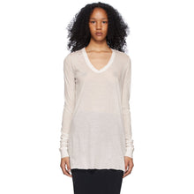 Rick Owens White Cotton Unstable Long Sleeve T-Shirt - Rick Owens T-shirt à manches longues ostables en coton blanc - Rick Owens 화이트 코튼 불안정한 긴 소매 티셔츠