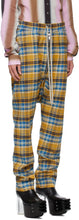 Rick Owens Yellow Plaid Drawstring Long Trousers