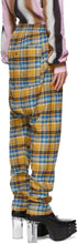 Rick Owens Yellow Plaid Drawstring Long Trousers