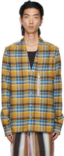 Rick Owens Yellow Plaid Larry Shirt - Rick Owens Jaune Plaid Larry Shirt - 릭 Owens 노란색 격자 무늬 래 셔츠입니다