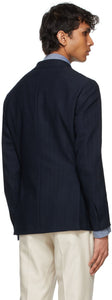 Ring Jacket Navy Wool Herringbone Double-Breasted Blazer