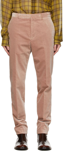 Rochas Homme Pink Velvet Romeo Trousers - ROCHAS HOMME ROSE VELVET PANTALONS ROMEO - Rochas homme 핑크 벨벳 로미오 바지