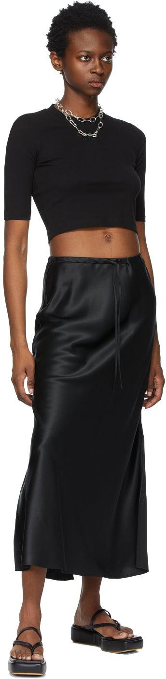 Rosetta Getty Black Cotton Cropped T-Shirt