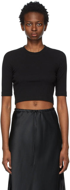 Rosetta Getty Black Cotton Cropped T-Shirt - Rosetta Getty T-shirt recadré en coton noir - Rosetta Getty 검은 면화 자른 티셔츠