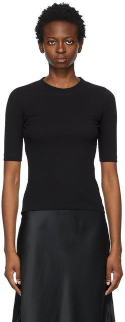 Rosetta Getty Black Cropped Sleeve T-Shirt - Rosetta Getty T-shirt à manches recadrées noires - Rosetta Getty 블랙 자른 소매 티셔츠