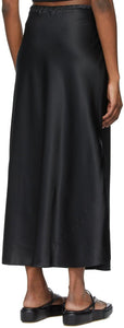 Rosetta Getty Black Silk Drawstring Slip Skirt
