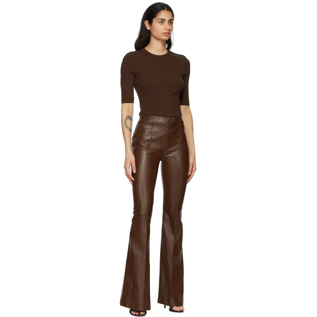 Rosetta Getty Brown Cropped Sleeve T-Shirt - T-shirt à manches recadrées Rosetta Getty Brown - Rosetta Getty 갈색 자른 소매 티셔츠