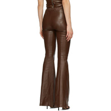 Rosetta Getty Brown Leather Pintuck Flare Pants