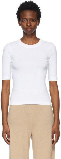 Rosetta Getty White Cropped Sleeve T-Shirt - Rosetta Getty White Cropped mancheve T-shirt - Rosetta Getty 화이트 자른 소매 티셔츠