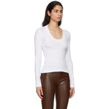 Rosetta Getty White U-Neck Long Sleeve T-Shirt
