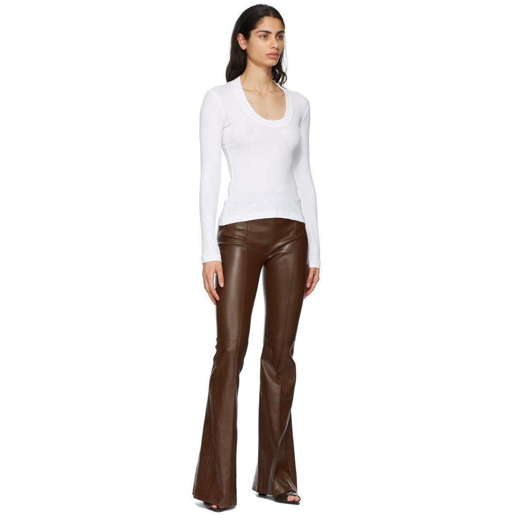 Rosetta Getty White U-Neck Long Sleeve T-Shirt - Rosetta Getty T-shirt à manches longues en U blanc - Rosetta Getty White U 넥 긴 소매 티셔츠