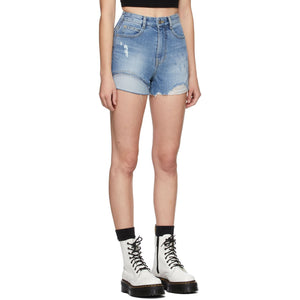 SJYP Blue Denim Layered Sewn Shorts