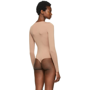 SKIMS Beige Essential Thong Long Sleeve Bodysuit