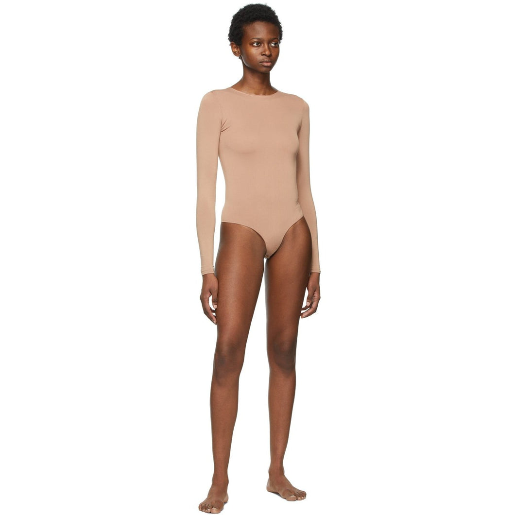 SKIMS Beige Essential Thong Long Sleeve Bodysuit