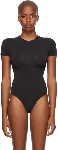 SKIMS Black Cotton 2.0 Jersey T-Shirt Bodysuit - Skims Body T-shirt T-shirt en Jersey Black Cotton 2.0 - kims 검은 면화 2.0 저지 티셔츠 바디 수트