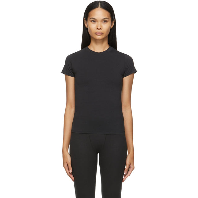 SKIMS Black Cotton T-Shirt - Skims T-shirt en coton noir - kims 검은 면화 티셔츠