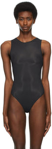 SKIMS Black Jelly Sheer Crewneck Bodysuit - Skims Body Crewneck Sheer Jelly Black - 흉터 검은 젤리 깎아 지른 Crewneck bodysuit.