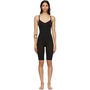 SKIMS Black Seamless Sculpting Mid-Thigh Bodysuit - Skims Body Sculptant à mi-hauteur sculptée sans soudure noir - kims 검은 색 원활한 조각 중반 허벅지 bodysuit.