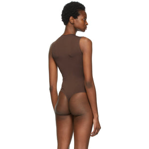 SKIMS Brown Essential Thong Bodysuit