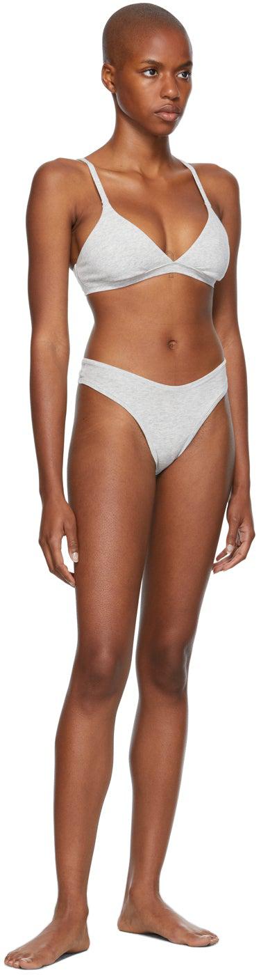 Skims 'cotton' Jersey Dipped Thong in Gray