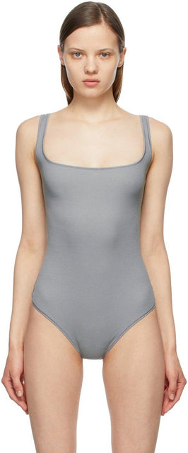 SKIMS Grey Cotton Rib Bodysuit - Skims Body Coton Grey Coton - kims 회색 면화 갈비 바디 수트