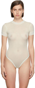 SKIMS Off-White Summer Mesh T-Shirt Bodysuit - Skims Body T-shirt de maille d'été blanc cassé - 탈지 화이트 여름 메쉬 티셔츠 바디 수트