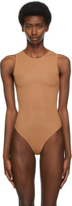 SKIMS Tan Jelly Sheer Crewneck Bodysuit - Skims Tan Jelly Body Crewneck Body - 훑어보기 황갈색 젤리 Crewneck Bodysuit.