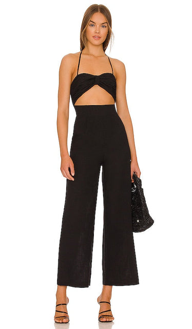 SNDYS x REVOLVE Boat Linen Jumpsuit in Black Sndys X Revolve Boat Linen Jumps Cuit en noir sndys x旋转黑色的船亚麻连身裤