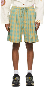 STORY mfg. Green Gingham Bridge Shorts - Histoire mfg. Short Green Gingham Bridge - 이야기 mfg. 녹색 깅엄 다리 반바지