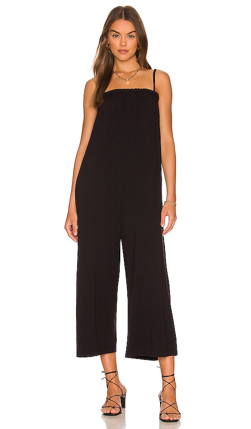 SUNDRY Spaghetti Strap Jumpsuit in Black San à saut à sangle spaghetti en noir Sundry意大利面条绑带连身裤穿着黑色