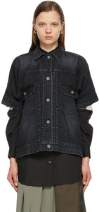 Sacai Black Denim Short Sleeve Shirt - Chemise à manches courtes en denim noir sacai - 사마이 블랙 데님 반팔 셔츠