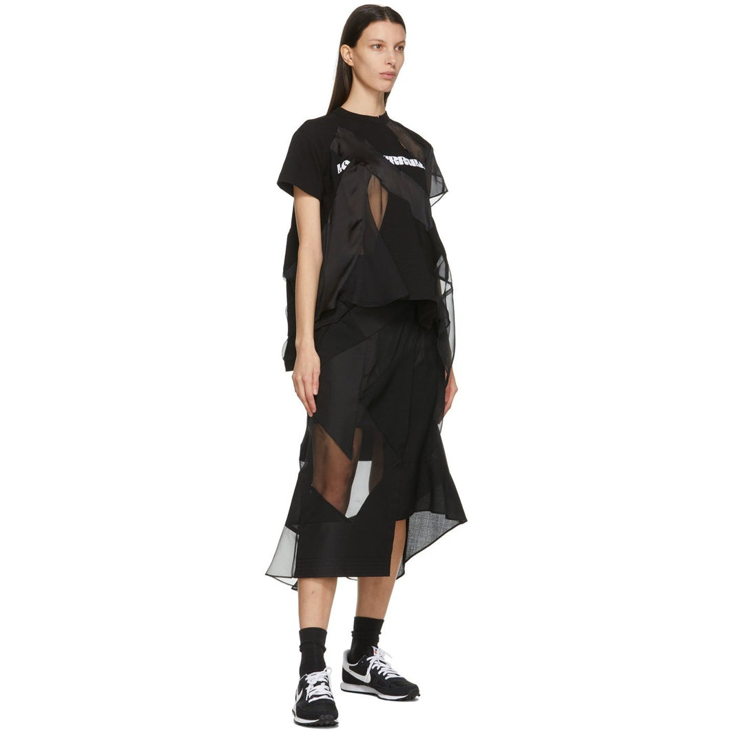 Sacai Black Hank Willis Thomas Edition Mix Sheer T-Shirt