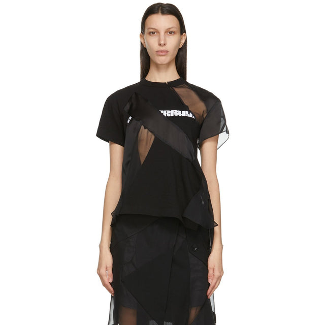 Sacai Black Hank Willis Thomas Edition Mix Sheer T-Shirt - Sacai noir Hank Willis Thomas Edition Mélanger T-shirt - Sacai Black Hank Willis Thomas Edition Mix Sheer T 셔츠