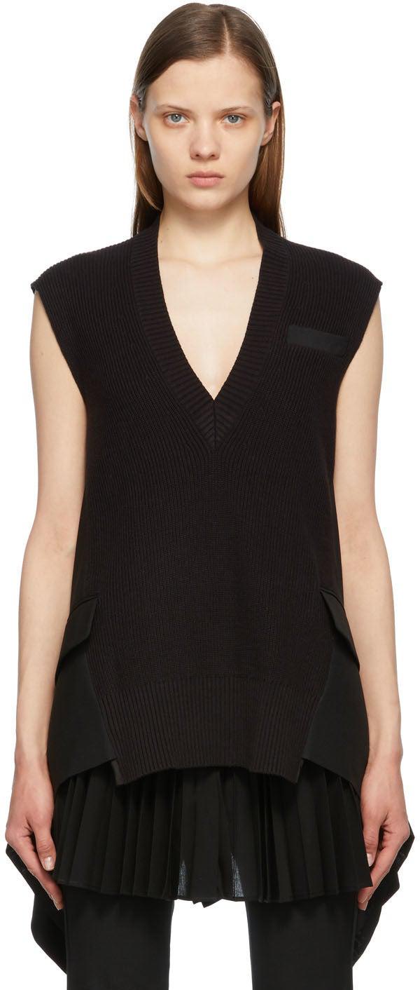 Sacai Black Knit Suiting Pullover V-Neck Vest – BlackSkinny