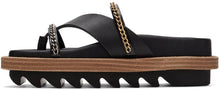Sacai Black Leather Wedge Thong Sandals