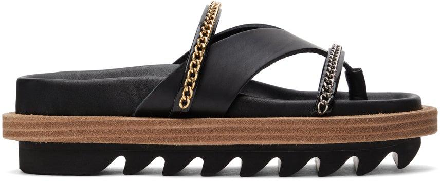 Sacai Black Leather Wedge Thong Sandals – BlackSkinny