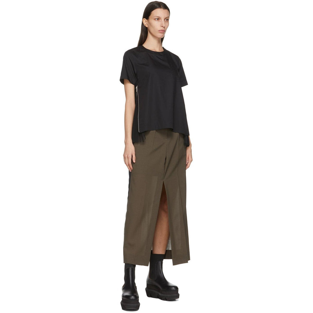 Sacai Black Poplin Zip T-Shirt