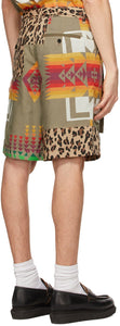 Sacai Khaki Archive Print Mix Shorts