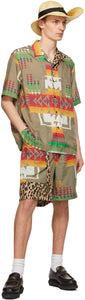 Sacai Khaki Archive Print Mix Shorts