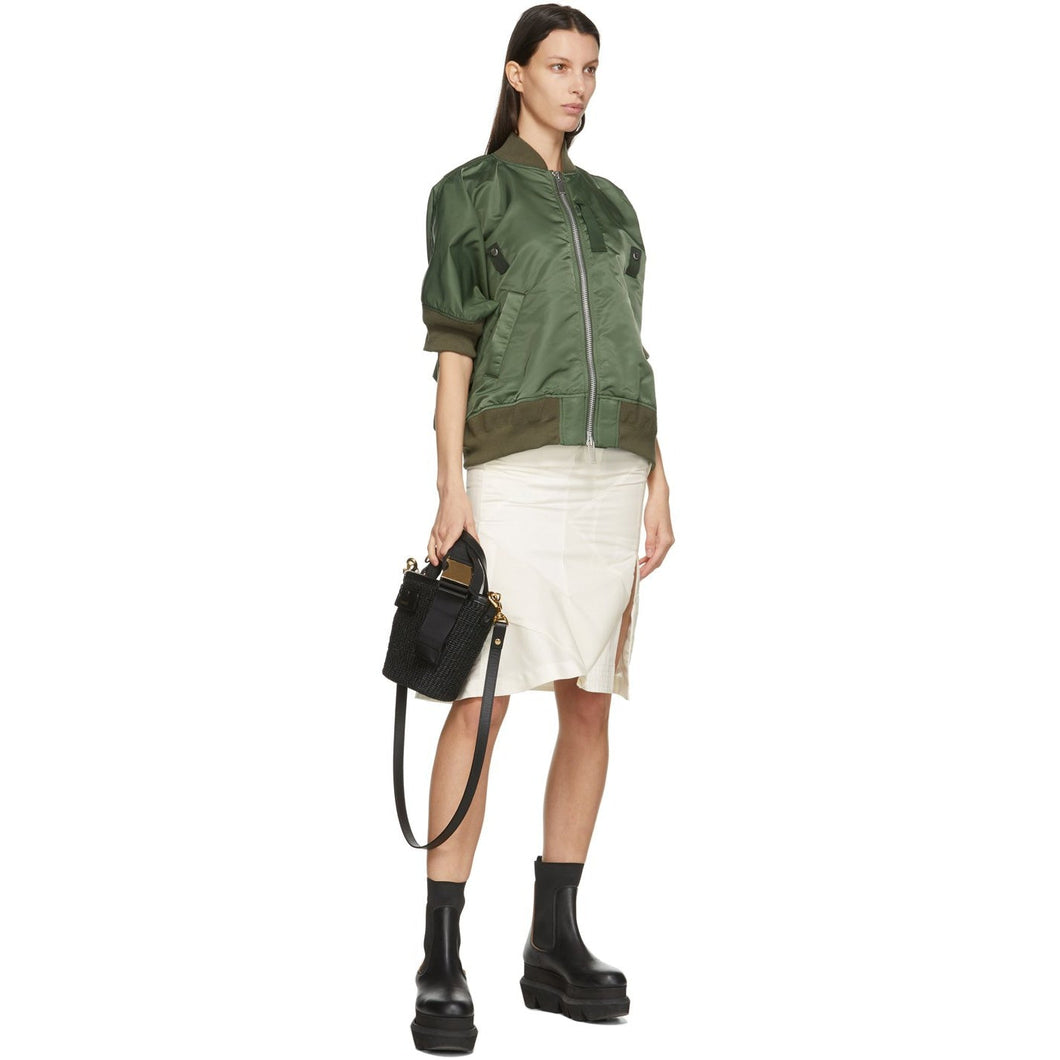 Sacai Khaki Short Sleeve Bomber Jacket