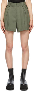 Sacai Khaki Suiting Pleated Shorts - Sacai Kaki Suite Shorts plissés - Sacai Khaki는 Pleated 반바지를 적합합니다