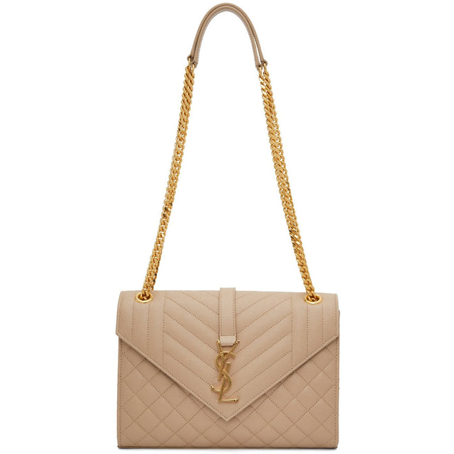 Saint Laurent Beige Medium Envelope Bag - Sac à enveloppe moyenne Saint Laurent Beige - 세인트 로트 베이지 중형 봉투 백