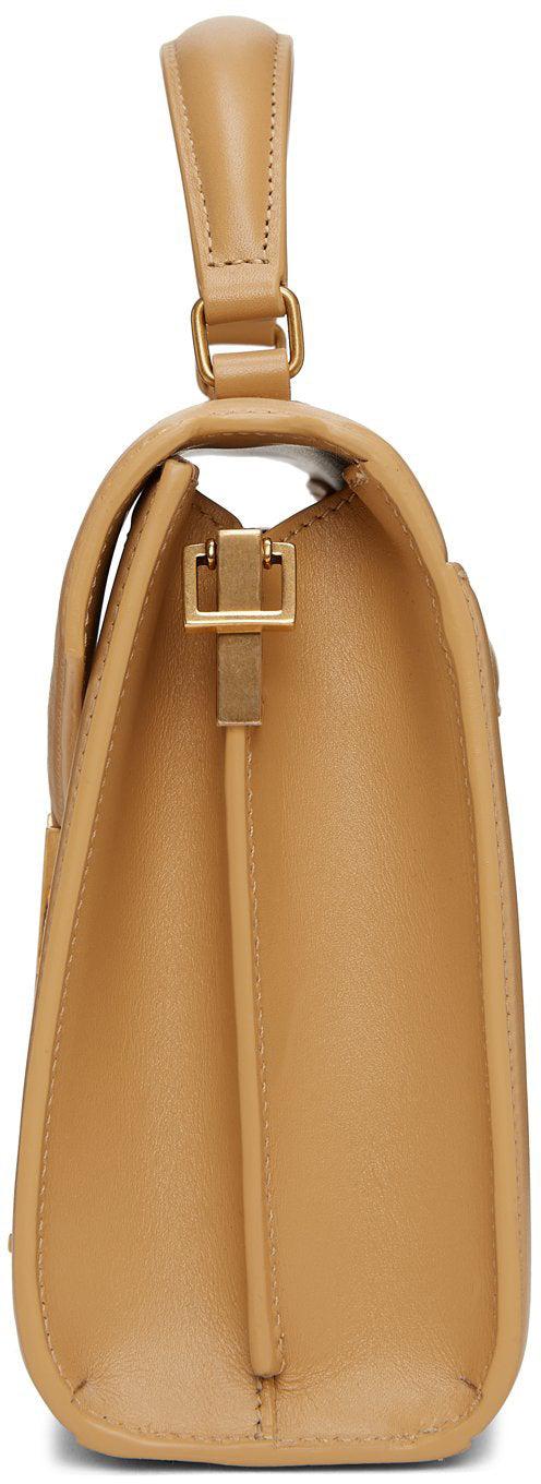 Saint Laurent Cassandra Mini Leather Shoulder Bag Beige Female