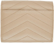 Saint Laurent Beige Monogramme Compact Trifold Wallet