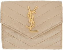 Saint Laurent Beige Monogramme Compact Trifold Wallet - Monogramme Beige Saint Laurent Portefeuille Trogale compact - 세인트 로트 베이지 모노그램 컴팩트 트리 포드 지갑